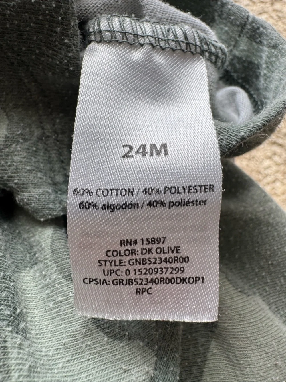 24M Garanimals Green Camo Short Sleeve Romper One Piece Outfit - Picture 6 of 6